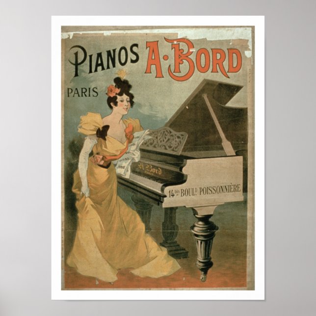 Poster Anúncio para "A. Bord Pianos, Paris' (cor (Frente)