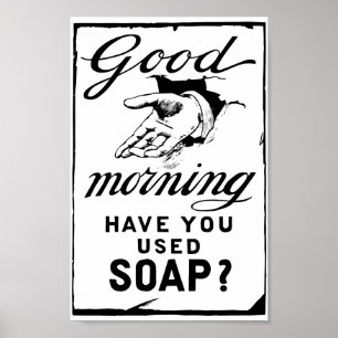 Poster anúncio retro da higiene sobre o lavagem de suas