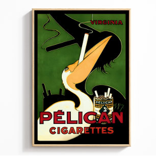 Poster Anúncio Retro de Cigarros Pelican, Era Art Déco Fr
