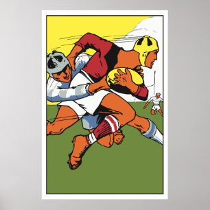 Poster Anúncio retro do campeonato do rugby