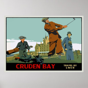 Póster Anúncio retro do golfe de Scotland da baía de