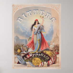 Poster Anúncio Vintage Para Bitters Vendidos Pela S. S. W