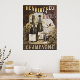 Poster Anúncio Vintage Para Champanhe Henriot & Co. Rheim