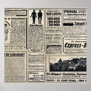 Poster Anúncios antigos em jornais alemães 1917