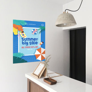 Póster Anúncios comerciais de vendas importantes no verão