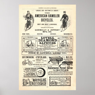 Póster Anúncios da bicicleta do vintage desde 1892