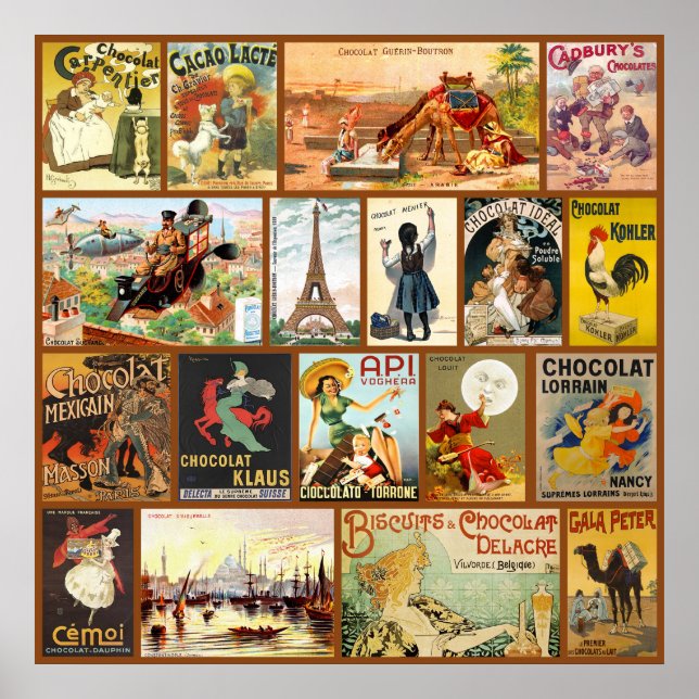 Póster Anúncios de Chocolate Vintage (Frente)