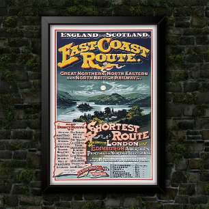 Poster Anúncios de Rota da Rede de Caminhos de Ferro Brit
