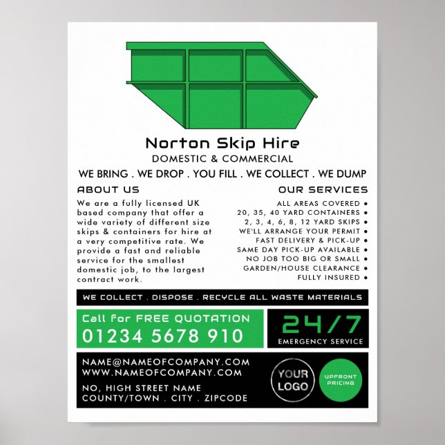 Poster Anúncios de Skip, Skip/Dumpster Company (Frente)