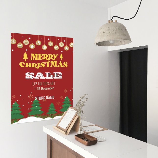 Poster Anúncios de venda de árvores de Natal Merry (Merry Christmas Pine Tree Business Sale Ads Poster)