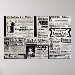 Poster Anúncios típicos em alemão num novo europeu