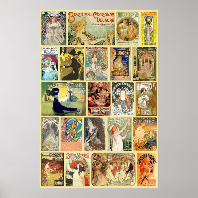 Póster Anúncios Vintage Art Nouveau (Frente)