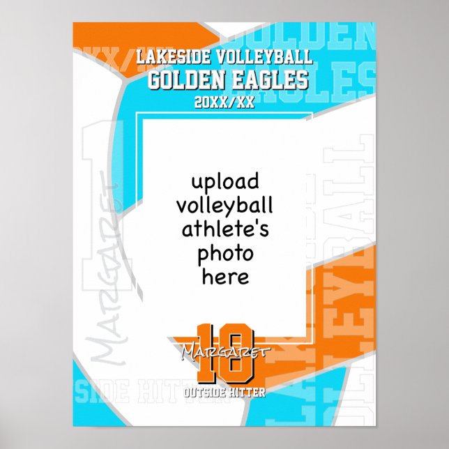Poster ANY team colors volleyball player photo (Frente)