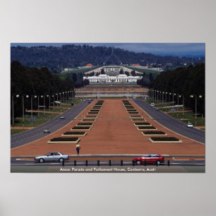 Póster Anzac Parade e Parlamento, Canberra, Austr