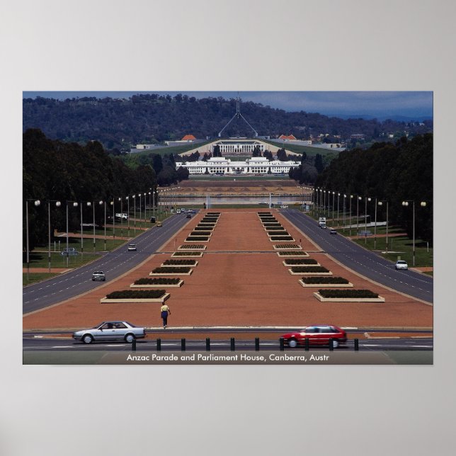 Póster Anzac Parade e Parlamento, Canberra, Austr (Frente)