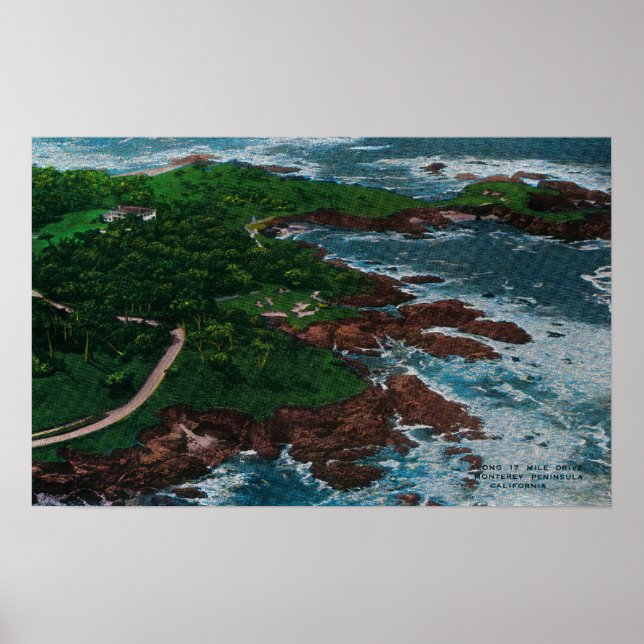 Poster Ao longo de 17 milhas na Península de Monterey (Frente)