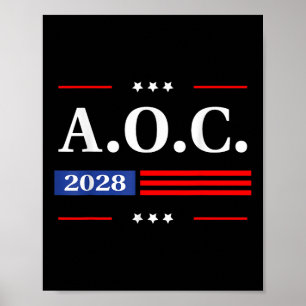 Poster Aoc 2028 A.c. 2028 Para Presidente Americano Flag