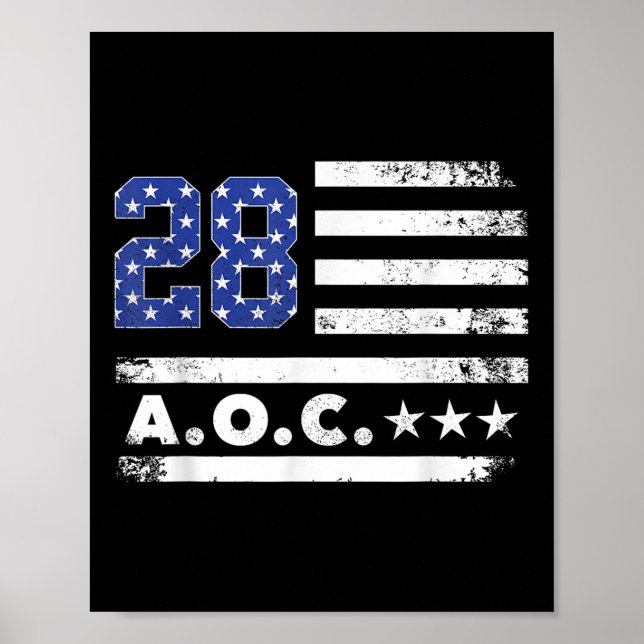 Poster Aoc 2028 A.c. 2028 Para Presidente Americano Flag (Frente)