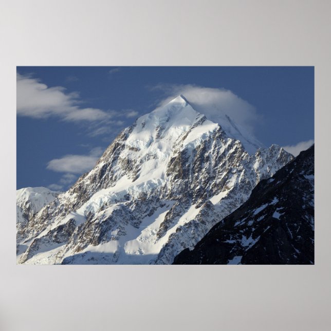 Póster Aoraki Monte Cook, País Mackenzie, Sul (Frente)