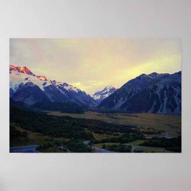 Poster Aoraki/Mount Cook, Nova Zelândia, ao Nascer do Sol (Frente)