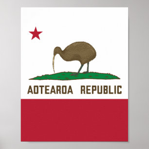 Poster Aotearoa República Kiwi - Bandeira Nova Zelândia
