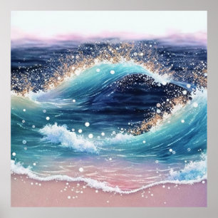 Poster *~* AP60 Sea Sparkle Coastal Ocean Sand Beach Wave