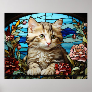 Poster *~* AP68 5:4 Gato Felino Gatinho Vidro Pintado