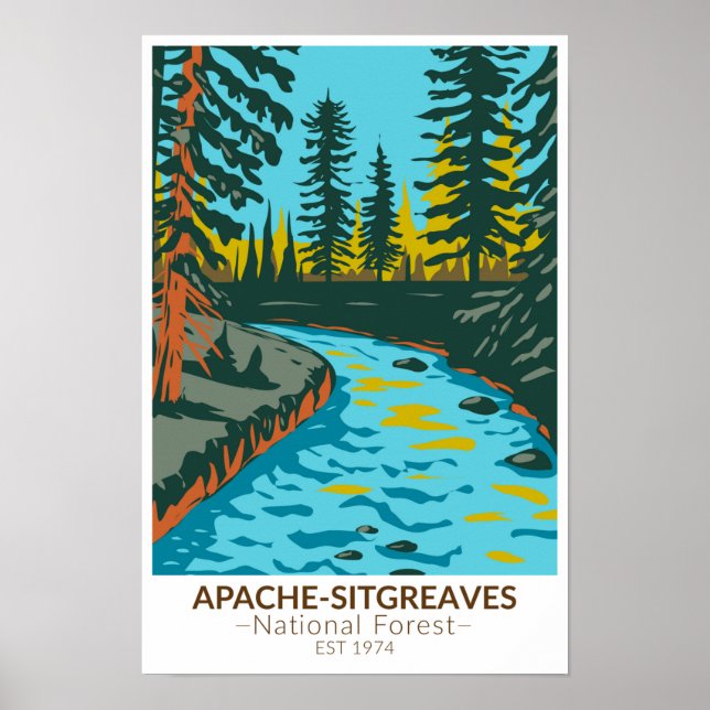 Poster Apache Sitgreaves Vintage Florestal Nacional (Frente)
