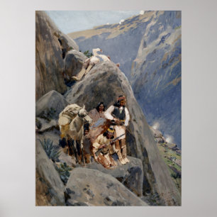 Poster Apache Tribe Combatendo Guerras Indígenas American