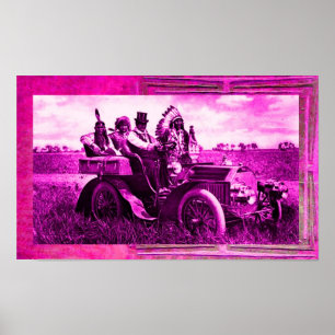 POSTER APACHES E GERONIMO CONDUZINDO UM CARRO A MOTOR