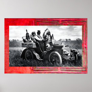 PÓSTER APACHES E GERONIMO CONDUZINDO UM CARRO A MOTOR