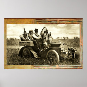PÓSTER APACHES E GERONIMO CONDUZINDO UM CARRO A MOTOR