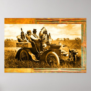 PÓSTER APACHES E GERONIMO CONDUZINDO UM CARRO A MOTOR