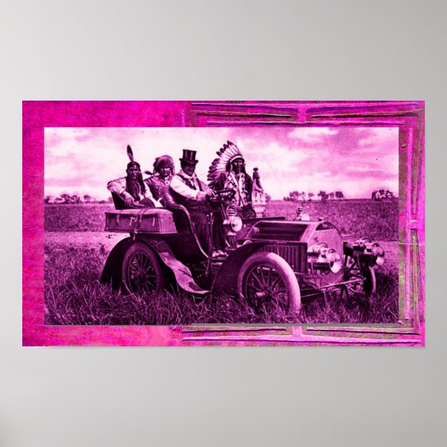 PÓSTER APACHES E GERONIMO CONDUZINDO UM CARRO A MOTOR (Frente)