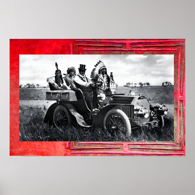 PÓSTER APACHES E GERONIMO DIRIGINDO UM CARRO AUTOMÓVEL (Frente)