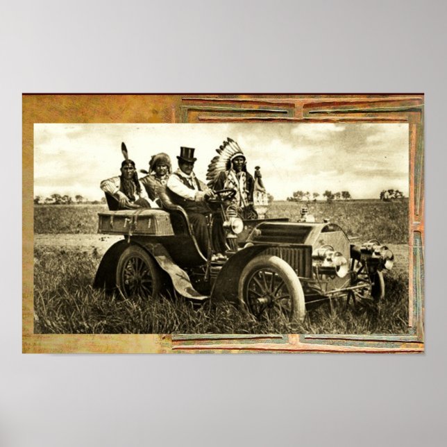 PÓSTER APACHES E GERONIMO DIRIGINDO UM CARRO MOTORIZADO (Frente)