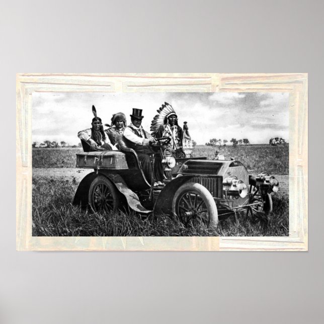 POSTER APACHES E GERONIMO DIRIGINDO UM CARRO MOTORIZADO (Frente)