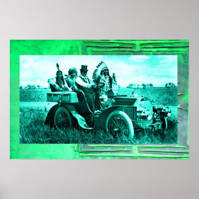 POSTER APACHES E GERONIMO DIRIGINDO UM CARRO MOTORIZADO (Frente)