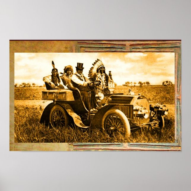 PÓSTER APACHES E GERONIMO DIRIGINDO UM CARRO MOTORIZADO (Frente)