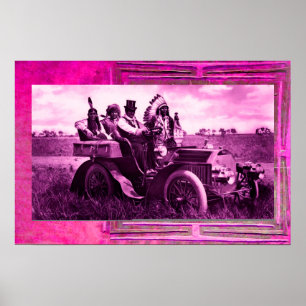 PÓSTER APACHES E GERONIMO DIRIGINDO UM CARRO MOTORIZADO