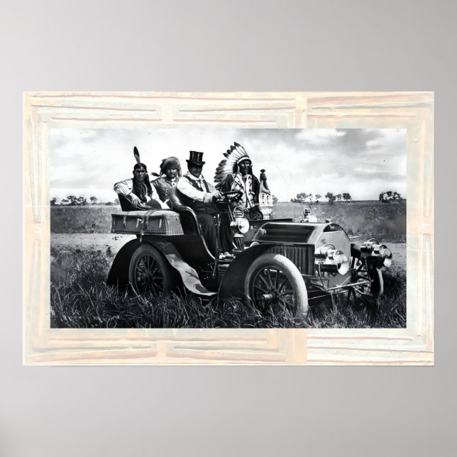 POSTER APACHES E GERONIMO DIRIGINDO UM CARRO MOTORIZADO (Frente)