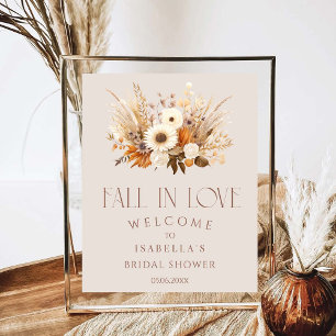 Poster Apaixonado Boho Floral Chá de panela Bem-vindo