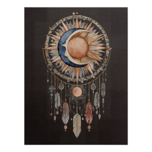 Póster Apanhador de Sonhos Sol Lua Celestial