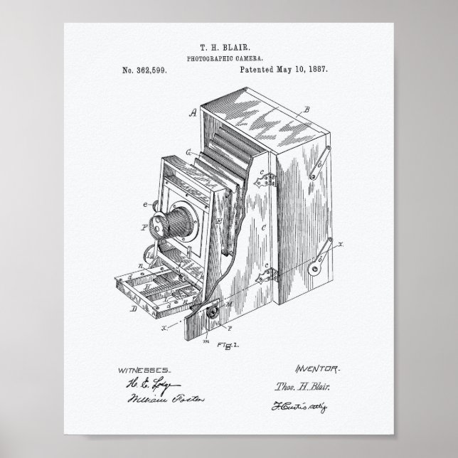 Póster Aparelho De Câmera 1887 Arte Patente - Livro Branc (Frente)