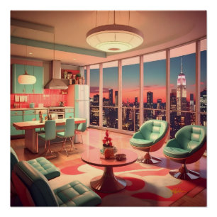 Póster Apartamento Penthouse Futurista Atômico
