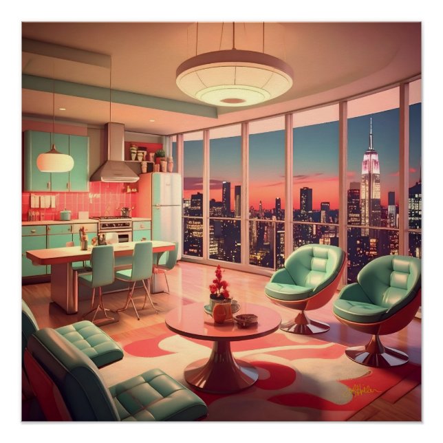 Póster Apartamento Penthouse Futurista Atômico (Frente)