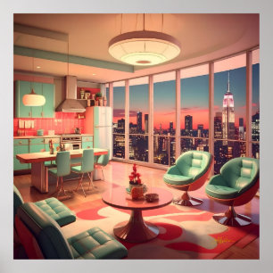 Poster Apartamento Penthouse Futurista Atômico