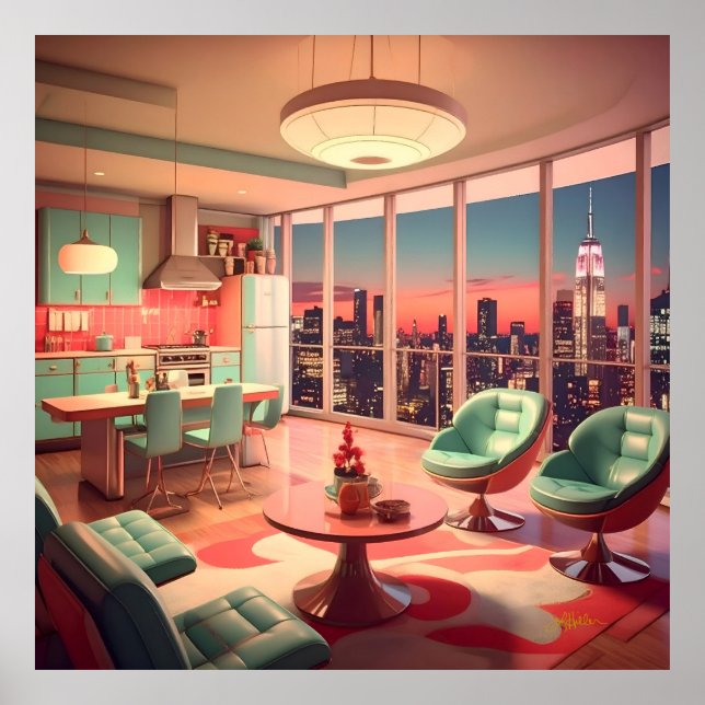 Poster Apartamento Penthouse Futurista Atômico (Frente)
