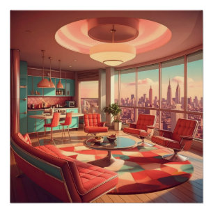 Póster Apartamento Urbano Futurista Atômico