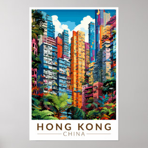 Poster Apartamentos de Viagem Arte Vintage Hong Kong Chin